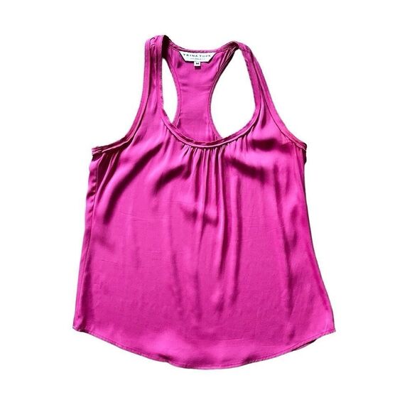 Trina Turk Silk Stretch Pink Racerback Scallop Trim Tank Top 298601 Size Medium - Picture 7 of 14